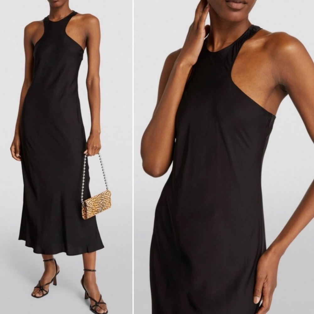 All Saints Black Satin Betina Dress Sz. 4 NWT!